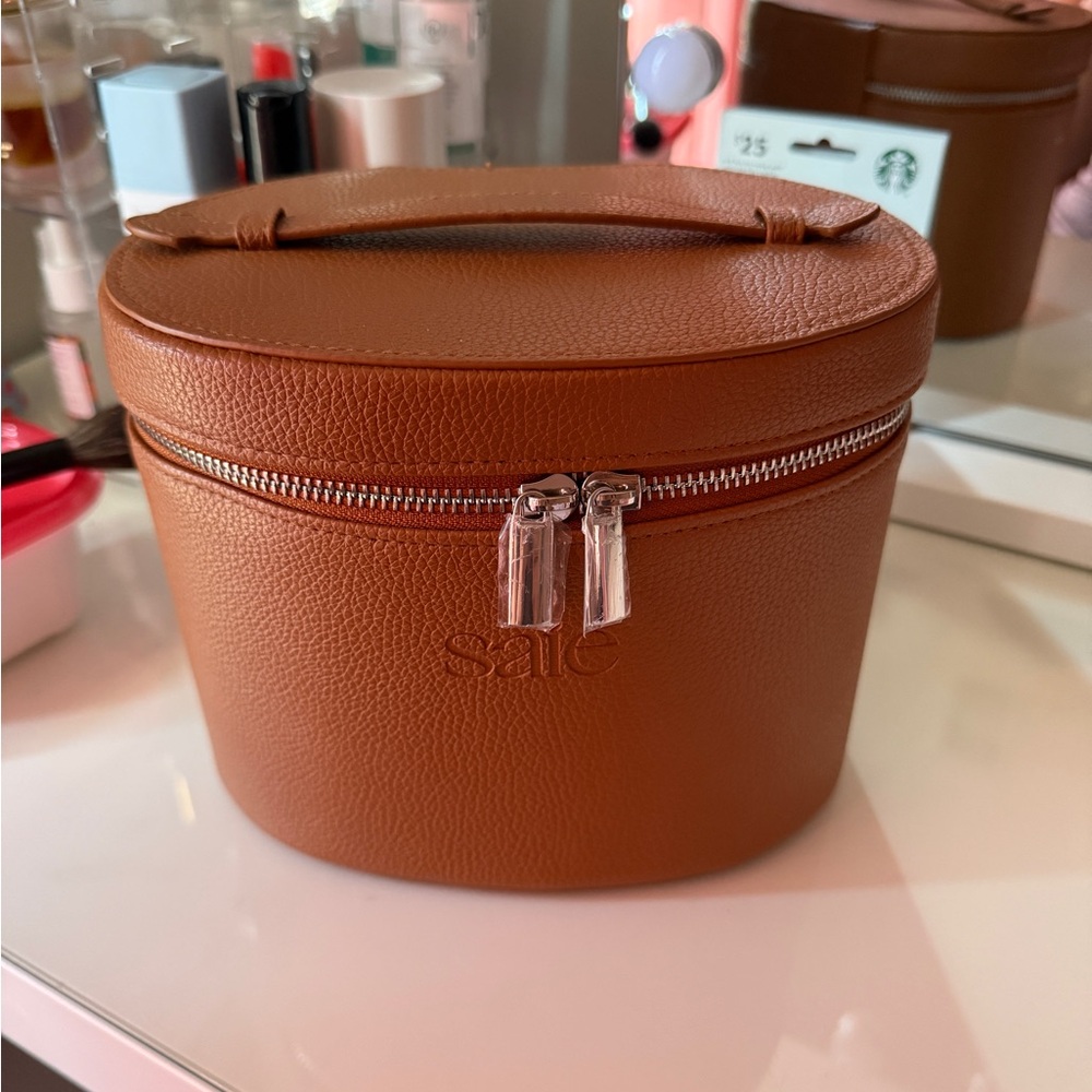 Saie Brown Leather Cosmetic Case